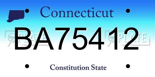 BA75412 Connecticut License Plate