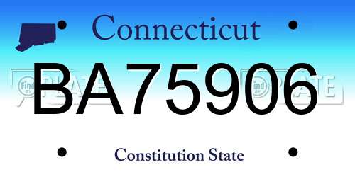 BA75906 Connecticut License Plate