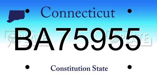 BA75955 Connecticut License Plate