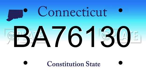 BA76130 Connecticut License Plate