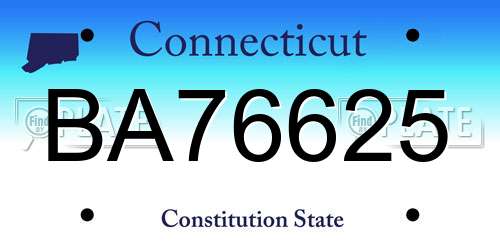BA76625 Connecticut License Plate