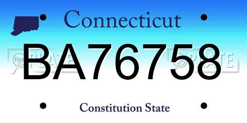 BA76758 Connecticut License Plate
