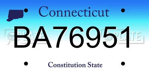 BA76951 Connecticut License Plate