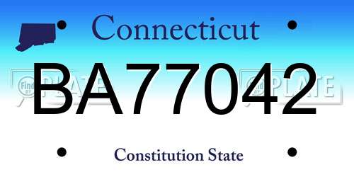BA77042 Connecticut License Plate