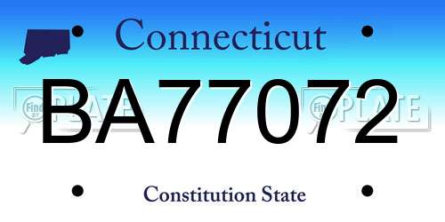 BA77072 Connecticut License Plate