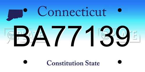 BA77139 Connecticut License Plate