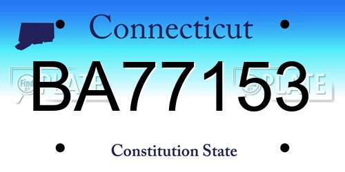 BA77153 Connecticut License Plate
