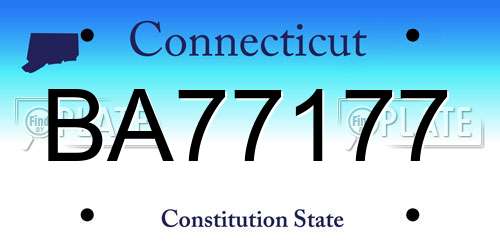 BA77177 Connecticut License Plate