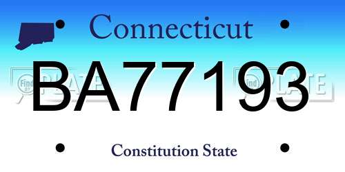 BA77193 Connecticut License Plate