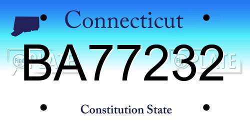 BA77232 Connecticut License Plate
