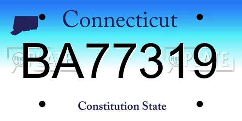BA77319 Connecticut License Plate