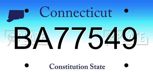BA77549 Connecticut License Plate