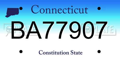BA77907 Connecticut License Plate