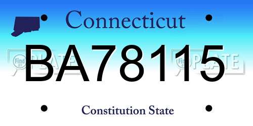 BA78115 Connecticut License Plate