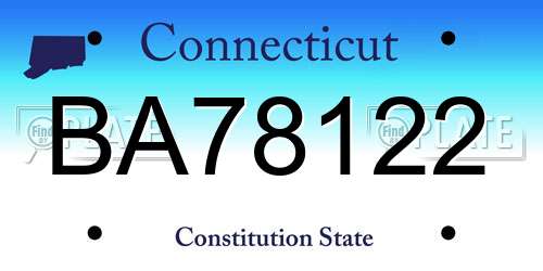 BA78122 Connecticut License Plate