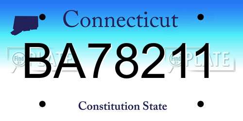 BA78211 Connecticut License Plate
