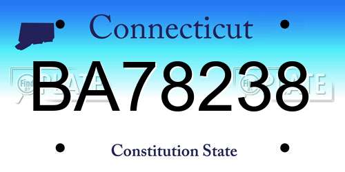 BA78238 Connecticut License Plate