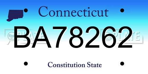 BA78262 Connecticut License Plate