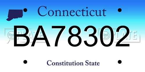 BA78302 Connecticut License Plate