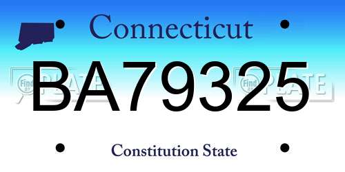 BA79325 Connecticut License Plate