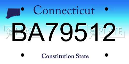 BA79512 Connecticut License Plate