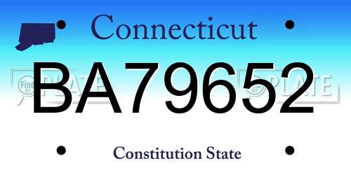 BA79652 Connecticut License Plate