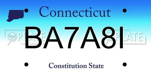 BA7A8I Connecticut License Plate