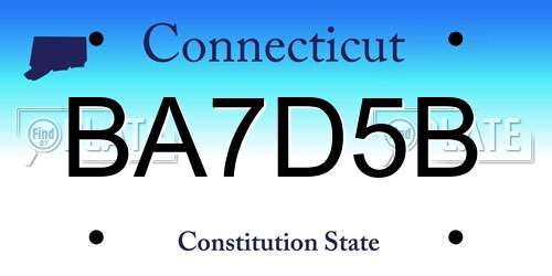 BA7D5B Connecticut License Plate