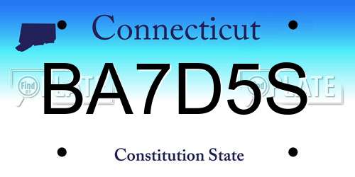 BA7D5S Connecticut License Plate
