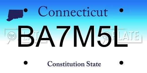 BA7M5L Connecticut License Plate