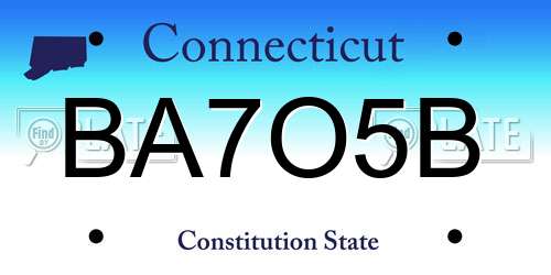 BA7O5B Connecticut License Plate