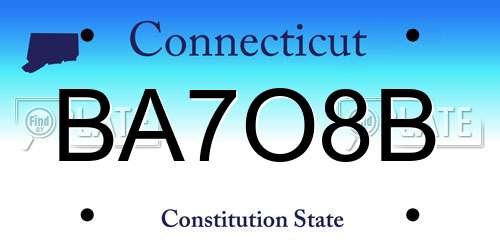 BA7O8B Connecticut License Plate