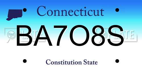 BA7O8S Connecticut License Plate