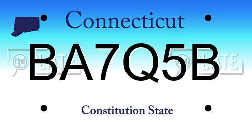 BA7Q5B Connecticut License Plate