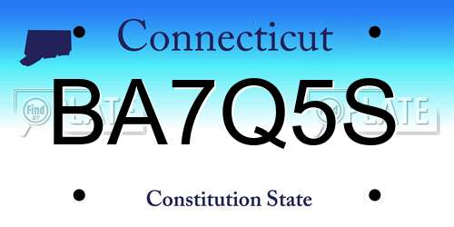 BA7Q5S Connecticut License Plate