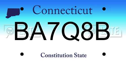 BA7Q8B Connecticut License Plate