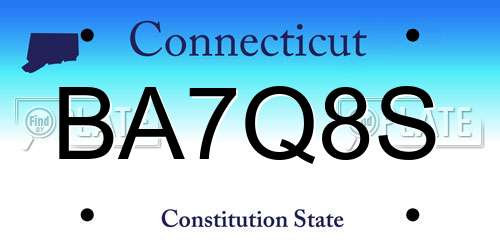 BA7Q8S Connecticut License Plate