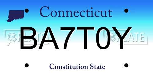 BA7T0Y Connecticut License Plate