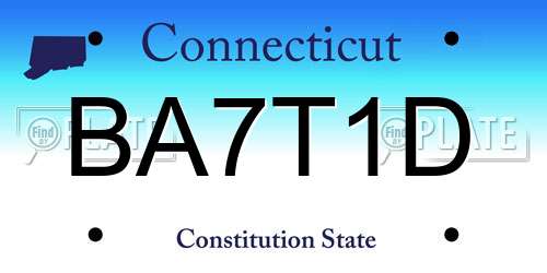 BA7T1D Connecticut License Plate
