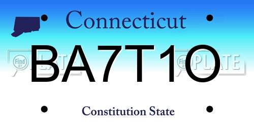 BA7T1O Connecticut License Plate