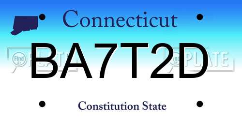 BA7T2D Connecticut License Plate
