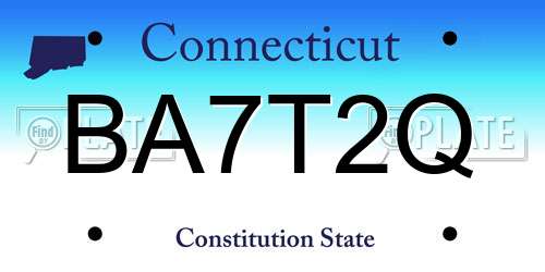 BA7T2Q Connecticut License Plate