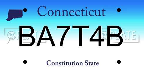 BA7T4B Connecticut License Plate