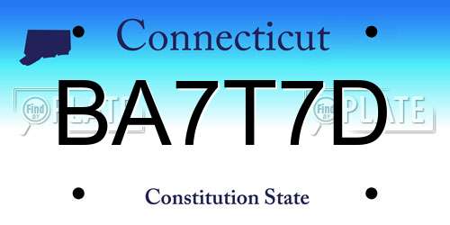 BA7T7D Connecticut License Plate