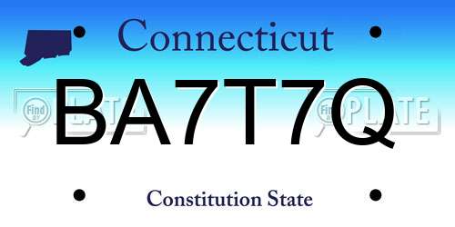 BA7T7Q Connecticut License Plate