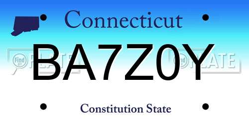BA7Z0Y Connecticut License Plate
