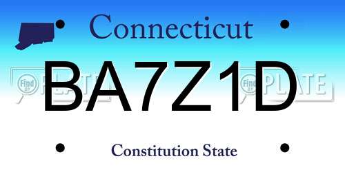 BA7Z1D Connecticut License Plate