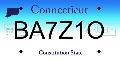 BA7Z1O Connecticut License Plate