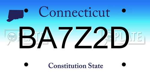 BA7Z2D Connecticut License Plate