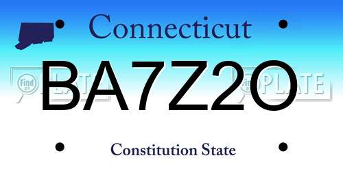 BA7Z2O Connecticut License Plate